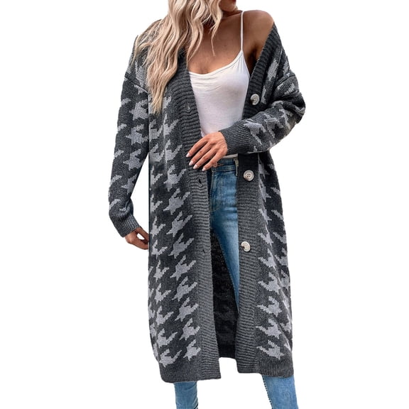 Vedolay Womens Sweaters Casual Knit Cardigan Sweaters Coats for Female 2023 Gray,M