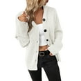 thumbnail image 1 of Vedolay Womens Sweaters Cropped Cardigan Open Front Button Down Loose Knit Sweater Coat White,M, 1 of 5