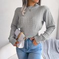thumbnail image 1 of Vedolay Womens Sweaters Women's 2023 Fashion V Neck Collared Sweaters Casual Loose Lantern Long Sleeve Tops,Gray M, 1 of 5