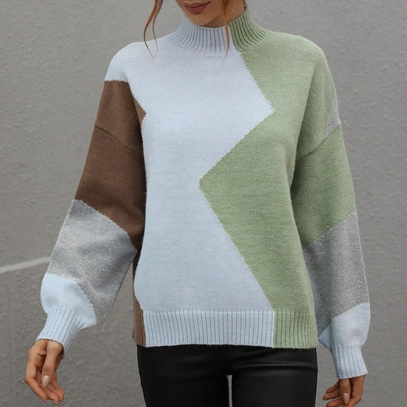 Vedolay Womens Sweaters Womens Casual Long Sleeve Soft Loose Fit Cable Knit Pullover V Neck Sweater,Green M