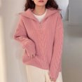 thumbnail image 1 of Vedolay Womens Sweaters Womens Fall Sweater Knit V Neck Oversized Fashion Pullover Casual Long Sleeve Top,Pink One Size, 1 of 5