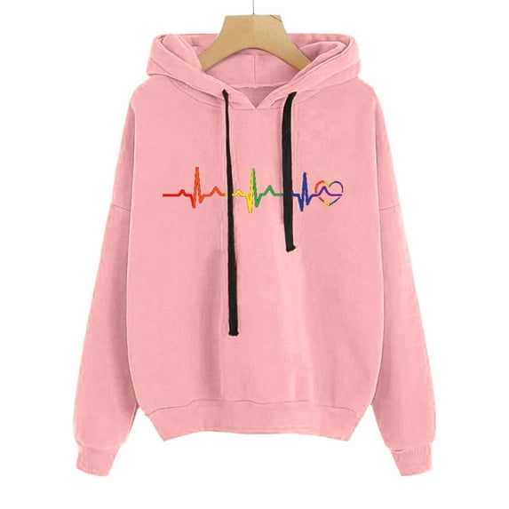 Vedolay Womens Sweatshirt Hoodies for Women Crew Neck Sweatshirt Pullover Long Sleeve Sweatshirts,Pink L