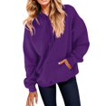 thumbnail image 1 of Vedolay Womens Sweatshirts Fashion 2023 Casual Oversized Loose Fit V-Neck Long Sleeves Pullover Sweatshirts Tunic Zip up Hoodie Y2k Purple,2XL, 1 of 3