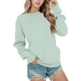 thumbnail image 1 of Vedolay Womens Sweatshirts Hoodies for Women Tops Long Sleeve Loose Pullover Casual Ladies Solid Striped Crewneck Sweatshirts,Mint Green L, 1 of 4