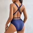 thumbnail image 1 of Vedolay Womens Swimsuit Cover Up Women's Ruched High Cut One Piece Swimsuit Tummy Control Bathing Suit Monokini,Blue L, 1 of 5