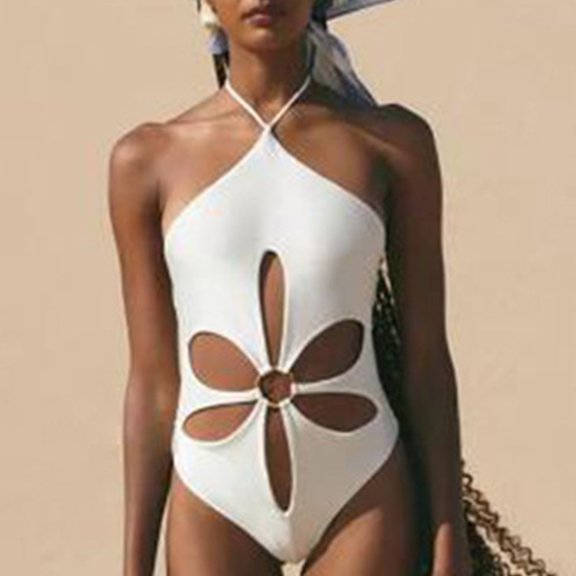 Vedolay Womens Swimsuit Women's One Piece Swimsuit Wrap Color Block Tie Side Bathing Suit,White XXL