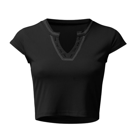 Vedolay Womens Tank Tops Crop Tops for Women Deep V Neck Back Cutout Sleeveless Plunge Racerback Tank Cropped Top,Black S