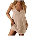 thumbnail image 1 of Vedolay Womens Tennis Dress Summer Mini Romper Dress Workout Tennis Active Sports Athletic Outfits Built in Shorts Trendy Vacation（Beige,S）, 1 of 6