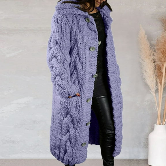 Vedolay Womens Tops Casual Jackets for Womens Autumn Coats Solid Color Long Sleeve Casual Jacket Outerwear,Purple XXL