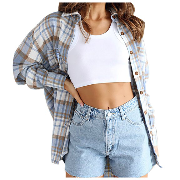 Vedolay Womens Tops Casual Women Oversized Casual Jacket Casual Long Sleeve Button Down Coat,BU2 XXL