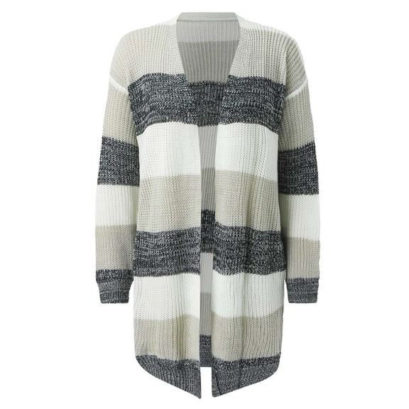 Vedolay Womens Tops Casual Womens Solid Color Open Front Office Long Sleeve Fashion Jacket with Pockets,Gray M