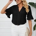 thumbnail image 1 of Vedolay Womens Tops Dressy Casual Womens T Shirts Short Sleeve V Neck Casual Summer Tops Tshirts with Pocket,Black XXL, 1 of 5