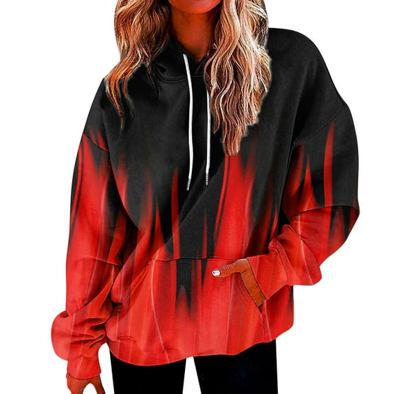 Vedolay Womens Tops Hoodies for Women Oversized Hooded Sweatshirts Casual Long Sleeve Pullover Loose Lightweight Fall Clothes,Red XL