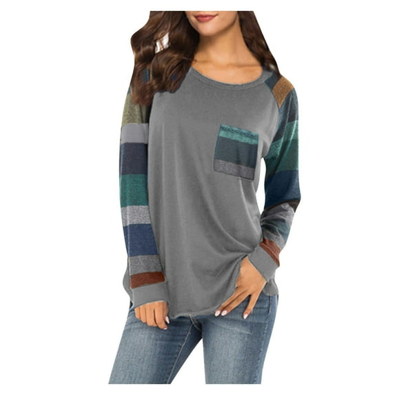 Vedolay Womens Tops Long Sleeve 2023 Plus Size Tops Women Elegant Long Sleeve Blouses Grey,XL