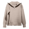 thumbnail image 1 of Vedolay Womens Tops Women's Causal Long Sleeve V Neck Lightweight Corchet Pullover Sweater,Khaki One Size, 1 of 4