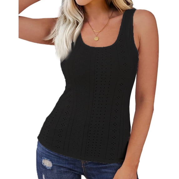 Vedolay Womens Tops Womens Crew Neck Tank Tops Summer Leopard Detail Print Top Casual Cami Shirts,Black M