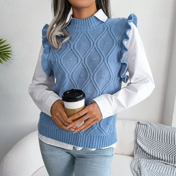 Vedolay Womens Tops Womens Sleeveless High Neck Racerback Rib-Knit Halter Tank Top,Blue L