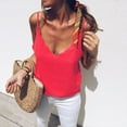 thumbnail image 1 of Vedolay Womens Tops Womens Tank Tops V Neck Waffle Knit Summer Casual Sleeveless Loose Tee Shirts,Red 3XL, 1 of 3