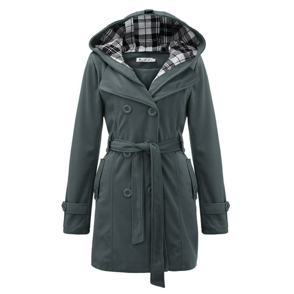 Vedolay Womens Trench Coat Long Sleeve Button Down Knit Coat Outwear with Pockets 2023 Grey,XL