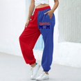 thumbnail image 1 of Vedolay Womens Trousers Women Summer Leisure Pants Long Wide Leg Beach Elastic Waist with Pockets,Red L, 1 of 3