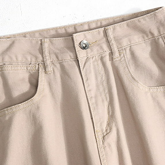 Vedolay Womens Trousers Women's High Waisted Straight Leg Jeans Loose Stretchy Trendy Denim Pants,Khaki XL