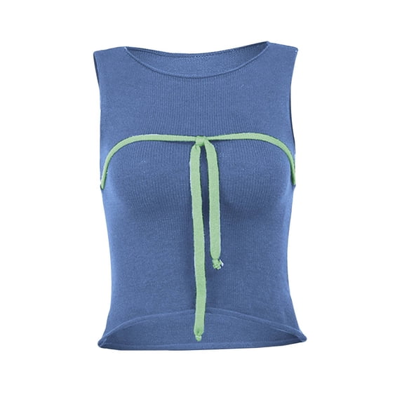 Vedolay Womens Vest Top Womens Sweater Vest Casual Solid Sleeveless Knit Pullover Tank Tops,Blue M