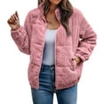 thumbnail image 1 of Vedolay Womens Winter Jacket Business Winter Work Lady Solid Button Coat Fall Coat Pink,L, 1 of 5