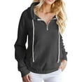 thumbnail image 1 of Vedolay Womens Zip Up Hoodie Fashion Long Sleeve Crew Neck Shirt Womens Fashion Grey,M, 1 of 4