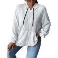 thumbnail image 1 of Vedolay Womens Zip Up Hoodie Fashion Printed Crew Neck Long Sleeves Shirt with Pocket Clothes for Women White,XL, 1 of 5