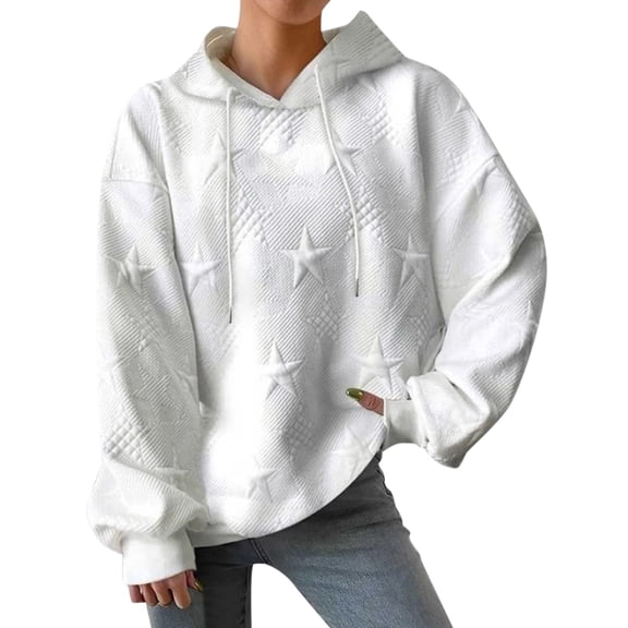 Vedolay Womens Zipper Hoodie Coat Fashion Print Crew Neck Long Sleeves Sweatshirt Tops 2023 Womens Fashion White,2XL