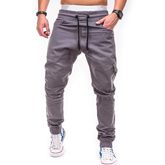 Vedolay Work Pants For Men Men Wide Leg Dress Work Pants Multi Pockets Men's Pants Elastic Waistband Trousers,Gray M