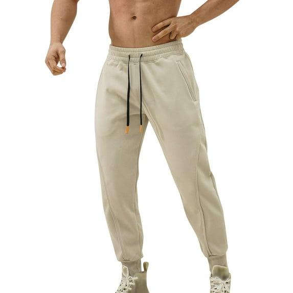 Vedolay Work Pants for Men Casual Drawstring Outdoor Hiking Sweatpants Pants Beige,3XL
