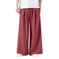 thumbnail image 1 of Vedolay Work Pants for Men Linen Pants Pants Drawstring Loose Trousers Red,L, 1 of 5