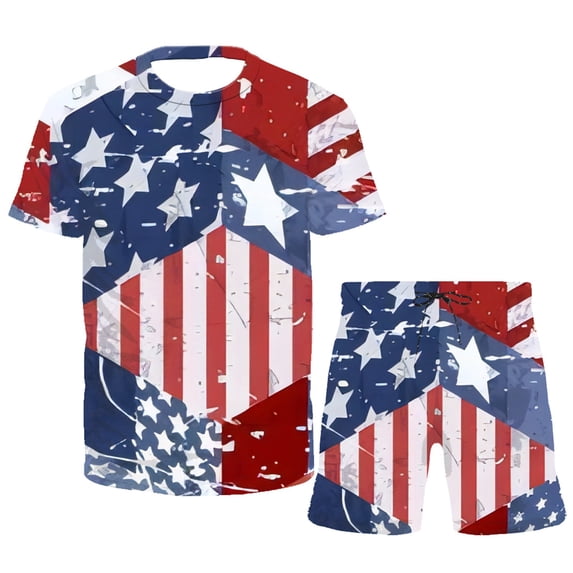 Vedolay Workout Short Set Hawaiian Outfits for Men Summer Short Sleeve Muscle Tee Shirts and Sport Shorts Set,Red 3XL