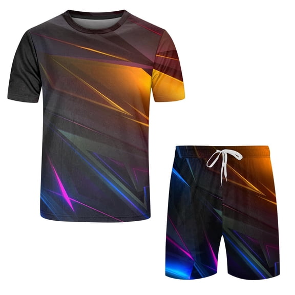 Vedolay Workout Short Set Men's 2 Piece Summer Outfits Casual Shirts and Classic Fit Sport Shorts Sets,Sky Blue XL