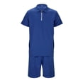 thumbnail image 1 of Vedolay Workout Short Sets For Men Men's 2 Piece Outfits Tracksuits Summer Fashion Casual Short Sleeve and Shorts set,Blue M, 1 of 4