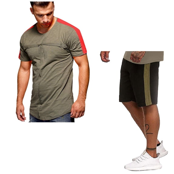 Vedolay Workout Short Sets For Men Men's Short Sets Outfits 2 Piece Summer Tracksuit Short Sleeve Polo Shirt and Shorts Set,Orange 3XL