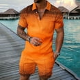 thumbnail image 1 of Vedolay Workout Short Sets Mens Polo Shirts and Shorts Set Tracksuit Fashion Casual Summer 2 Piece Outfits for Men,Orange 5XL, 1 of 2