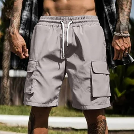 Vedolay Workout Shorts Men Men's Cargo Shorts Camo Causal Shorts Lightweight Multi-Pockets Work Shorts,Gray S