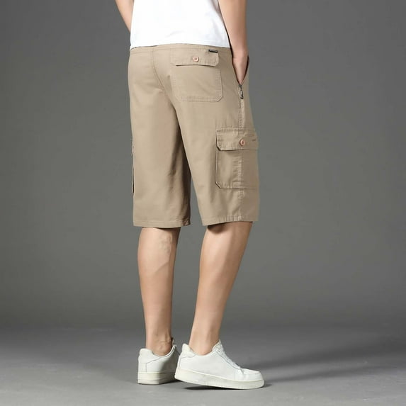 Vedolay Workout Shorts Men's Camo Cargo Shorts Relaxed Fit Multi-Pocket Cotton,Khaki M