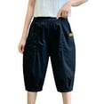 thumbnail image 1 of Vedolay Workout Shorts Womens Womens Comfy Drawstring Casual Shorts with Pockets Summer Elastic Waist Linen Shorts,Black 3XL, 1 of 3