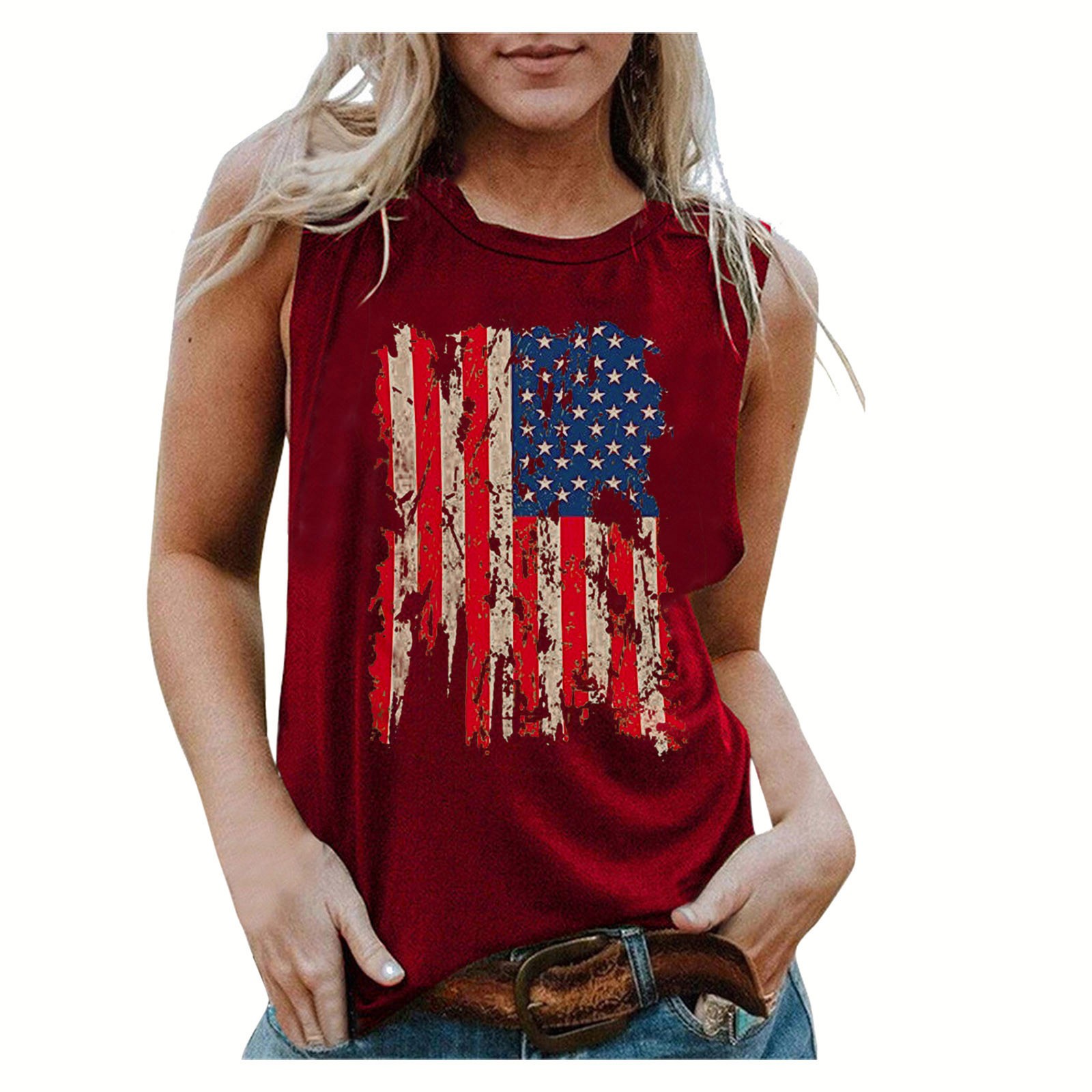 Vedolay Workout Tanks,American Flag Smocked V Neck Tank Tops Womens ...