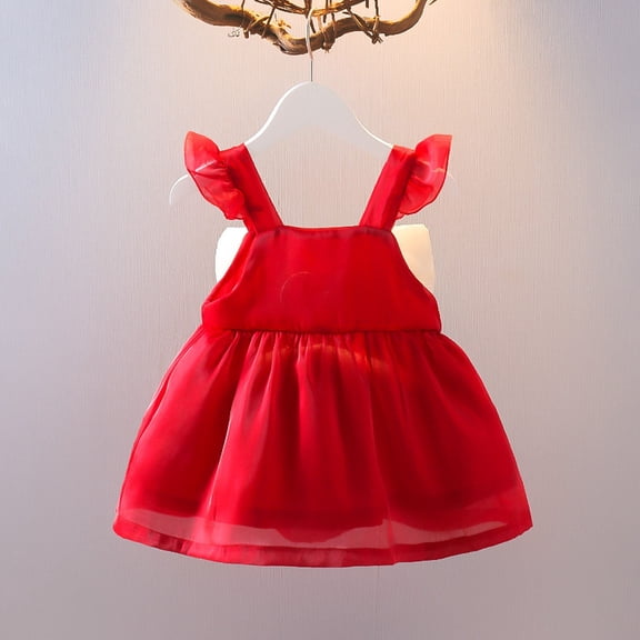 Vedolay Young Girl Dresses Girls Short Sleeve Dress Toddler to Little Kid,Red 6-18 Months