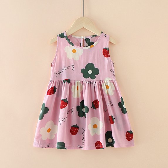 Vedolay Young Girls Dress Girls Dress Basic Short Sleeve A Line Swing Skater Twirl School Party Dress,Hot Pink 7-8 Years