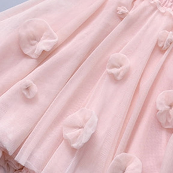 Vedolay Young Girls Dress Girls Floral Maxi Dress Boho Ruffle Sleeve Pleated Casual A-line Swing Dresses with Pockets,Pink 4-5 Years