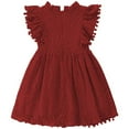 thumbnail image 1 of Vedolay Young Girls Dress Girls Ruffle Trim Neckline Dress A-Line Swing Casual Skater Dresses with Pockets, 1-2 Years, 1 of 5