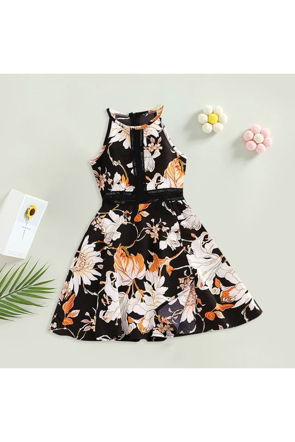 Young Girls Dresses Baby Girl Clothes Summer Little Princess Toddler Kids Party Tutu Dresses,Black 5-6 Years