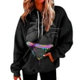 thumbnail image 1 of Vedolay Zip Up Hoodies for Women Hoodies for Women Casual Sweatshirt Crewneck Long Sleeve Solid Color Shirts,Black XXL, 1 of 4