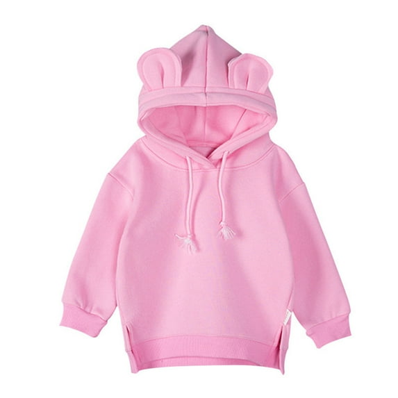 Vedolay Zipper Hoodies for Girls Sweatshirts Long Sleeve Neck Tops Loose Solid Pullover with Pockets,Pink 6-12 Months