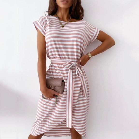 Vedolay for Women's Summer Plus Size Dresses Short Sleeve Maxi Dress with Pockets,Pink S